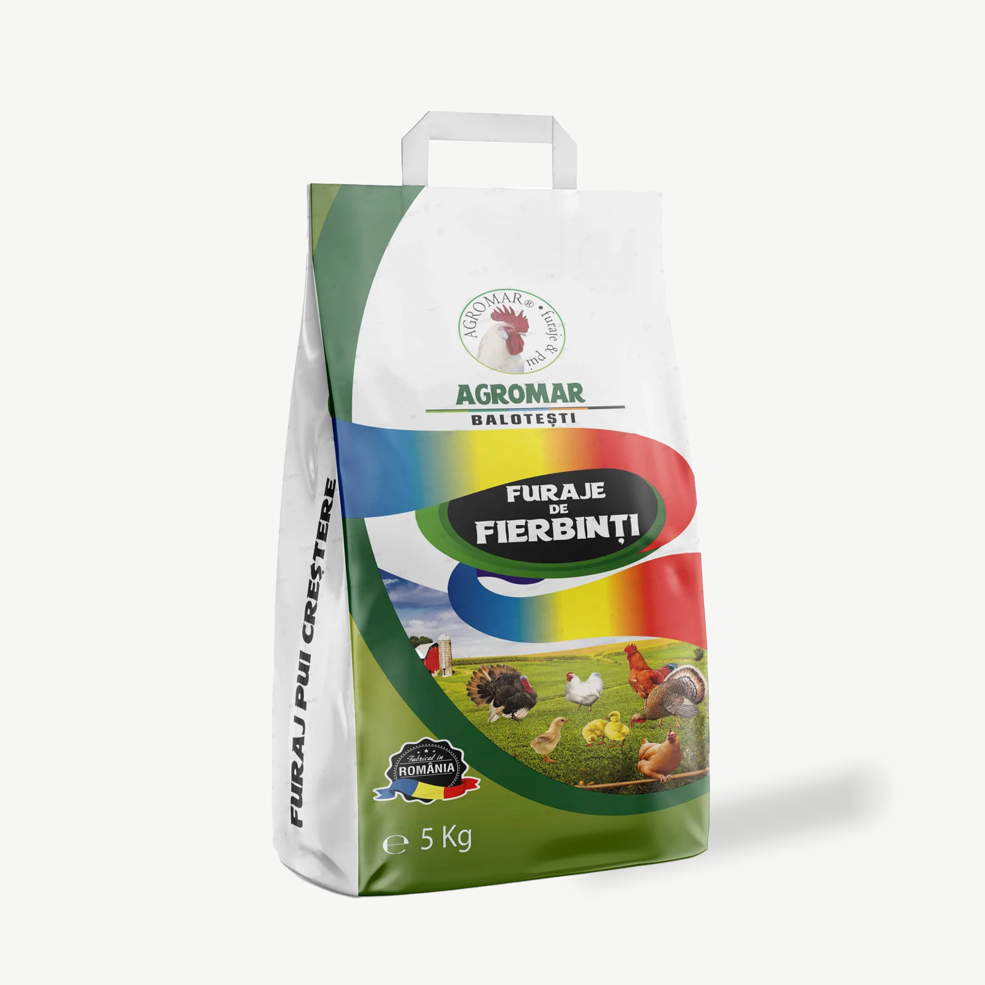 Flat handle multi-layer paper sacks with full unlimited color print